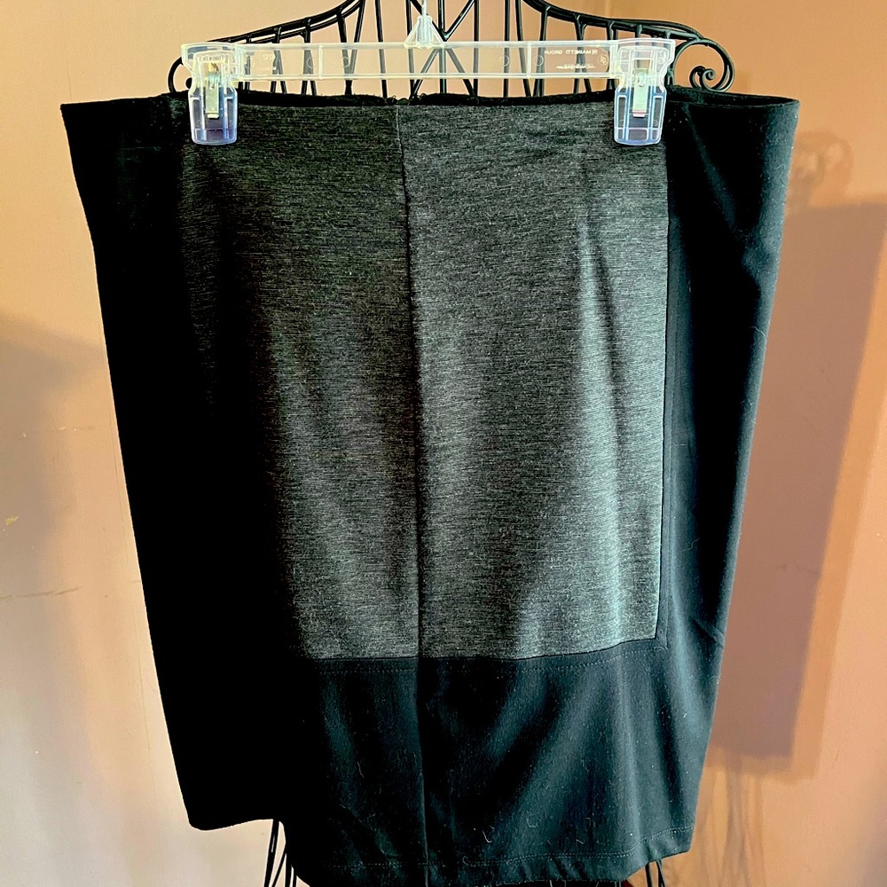 Black and charcoal grey block pattern mini skirt